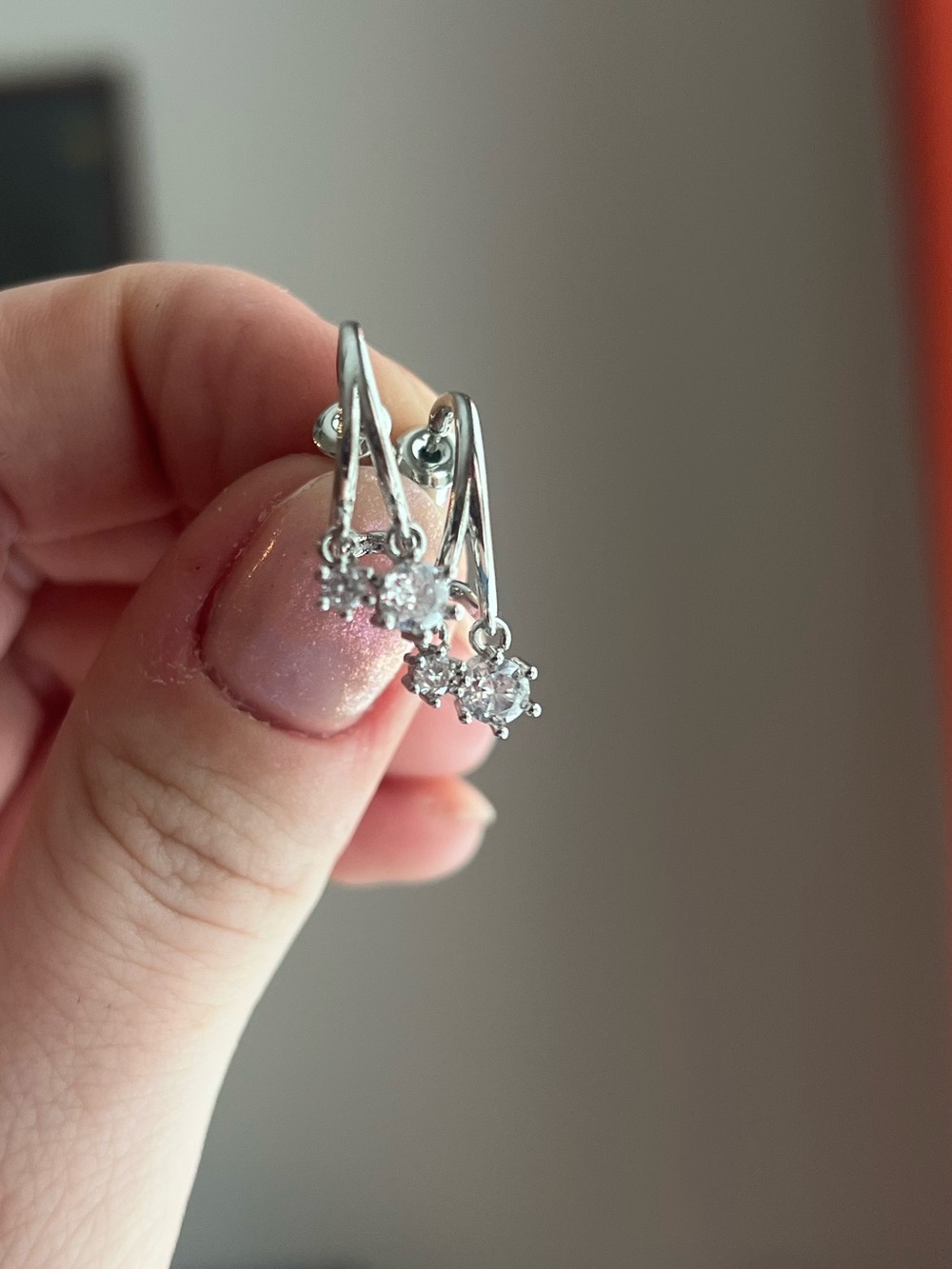 Silver Clear Crystal Drop Earrings